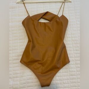 Alix NYC Tan Vegan Leather Bodysuit - M - Intermix